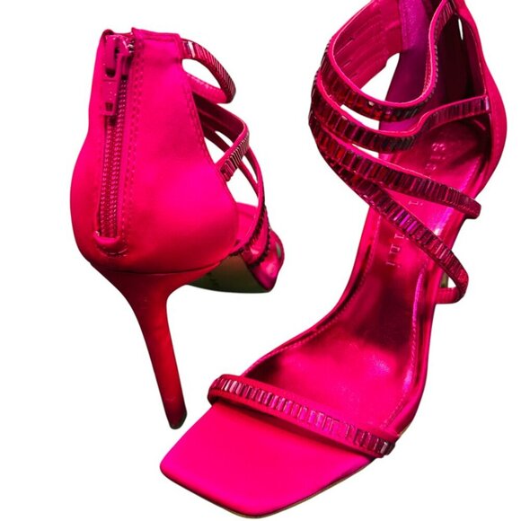 Gianni Bini Hot Pink bling sandal with stileto heel and zip closure. SZ 9.5 - Picture 5 of 6